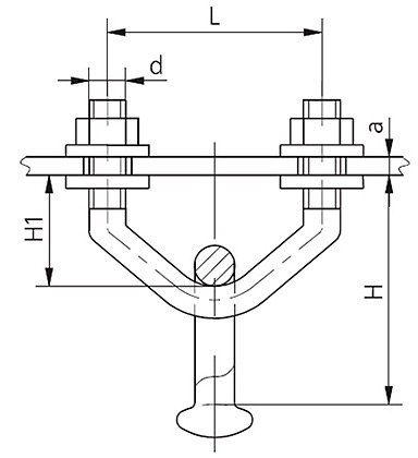 Габаритные размеры узлов крепления КГП-7-2Б, КГП-7-2В